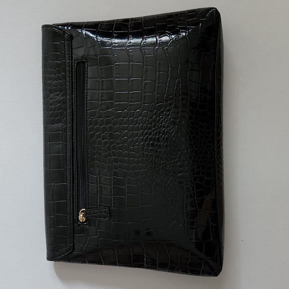 Oversized Faux Croc Leather Clutch in Black - Picture 5 of 14